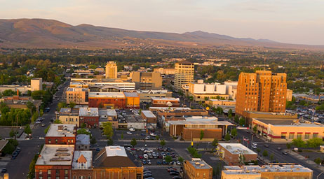 An oblique view of downtown Yakima, Washington