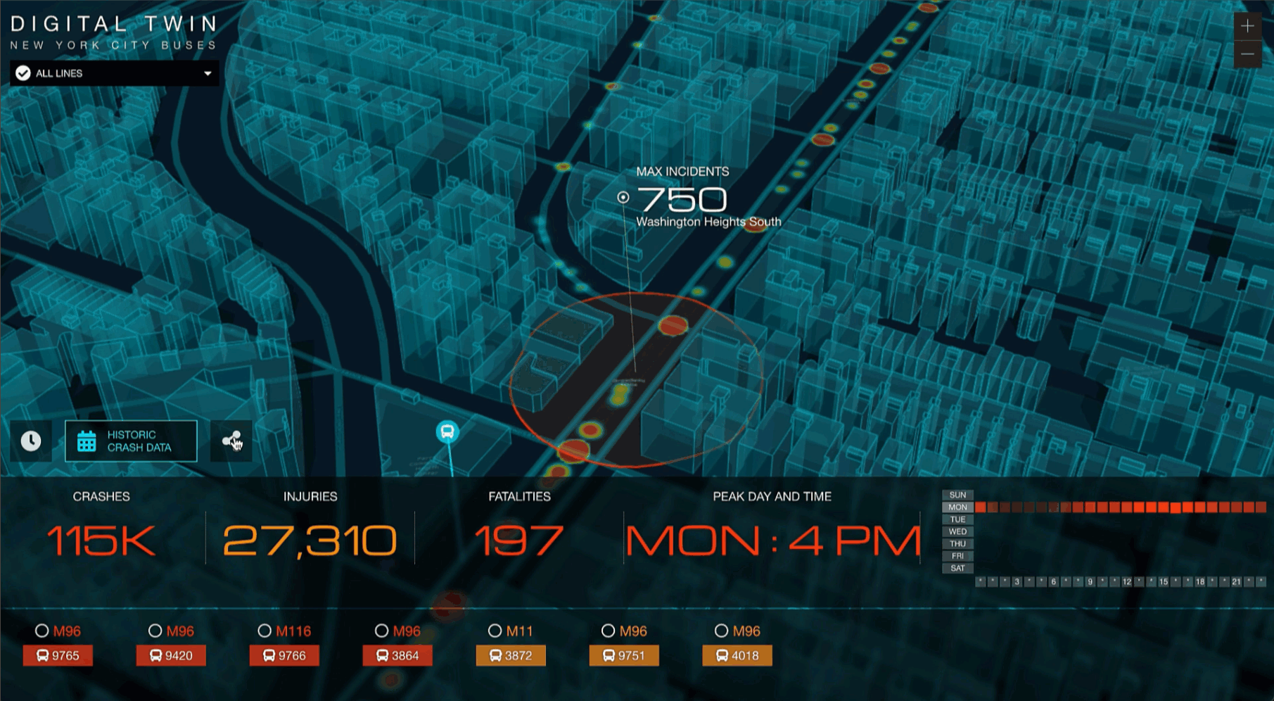 Circles connected with lines and text and numerical data overlaid on a digital map representing a knowledge graph