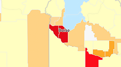 Map of county in Idaho