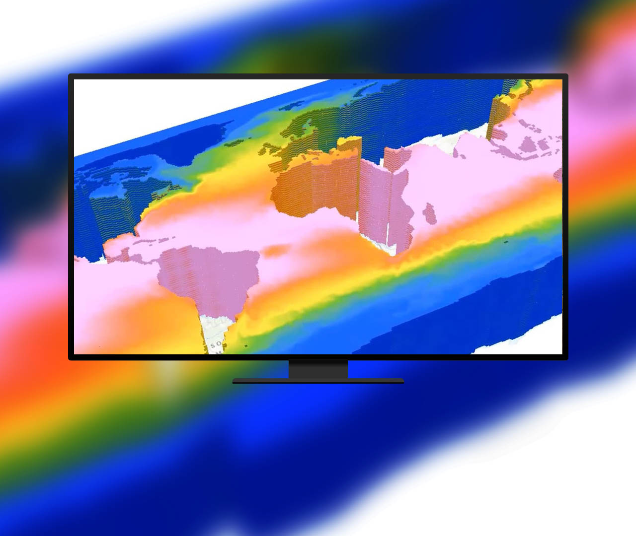 A blue, green, yellow, orange, and yellow multidimensional map