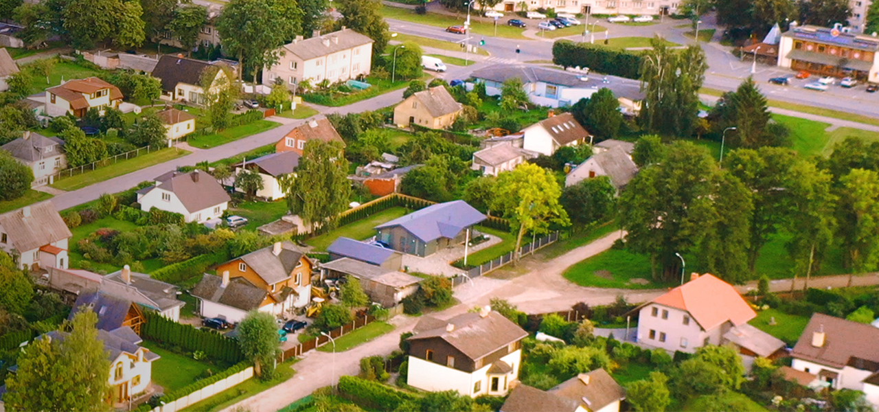 Aerial view of residential neighborhood