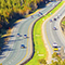 A highway surrounded by trees