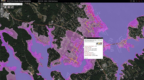 A map showing climate vulnerability in Maryland