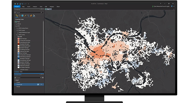 Dark map with bright orange and yellow dots