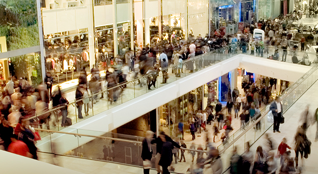 A busy indoor mall