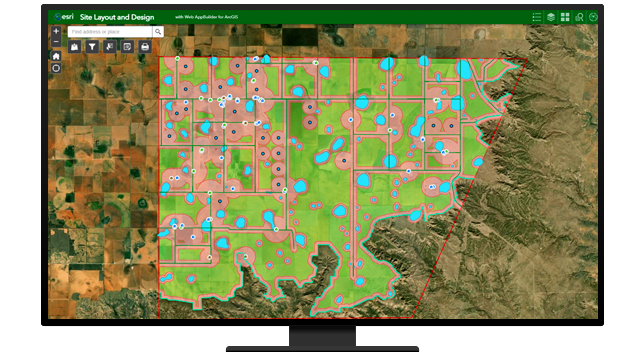 A computer desktop computer displaying a site layout and design map