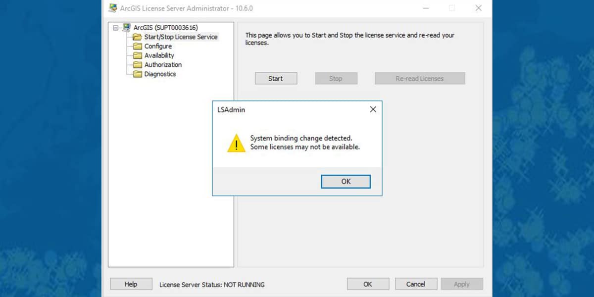 Helpdesk Item - 01 Error System binding change detected. Some licenses may not be available